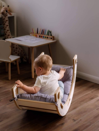 Bujak Montessori M biały + zjeżdżalnia ze ścianką + poduszka oliwkowa