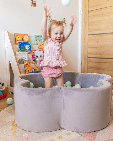 Suchy basen kwiatek z kulkami szary Velvet + mata do zabawy