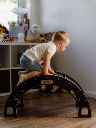 Bujak Montessori czarny M + zjeżdżalnia ze ścianką + poduszka granatowa