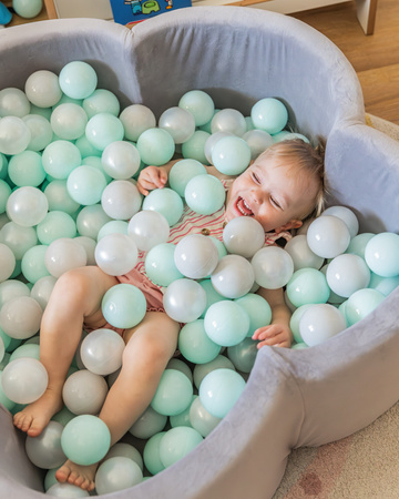 Suchy basen kwiatek z kulkami szary Velvet + mata do zabawy