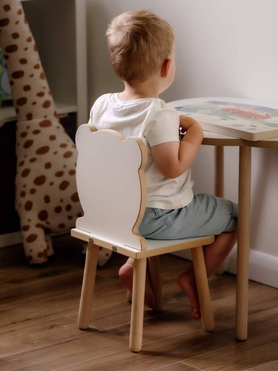 Krzesełko dla dzieci Miś białe